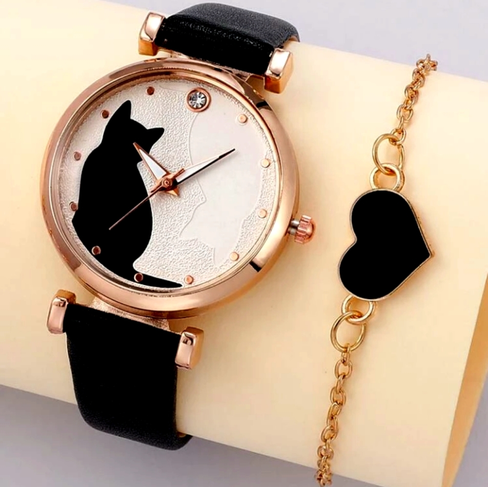 *NEW* KITTY CAT QUARTZ WATCH AND MATCHING BRACELET